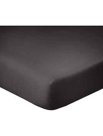 Drap housse coton uni 90 x 190 cm Passion anthracite