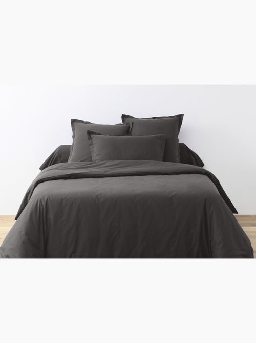 Drap housse coton uni 90 x 190 cm Passion anthracite - Kiabi