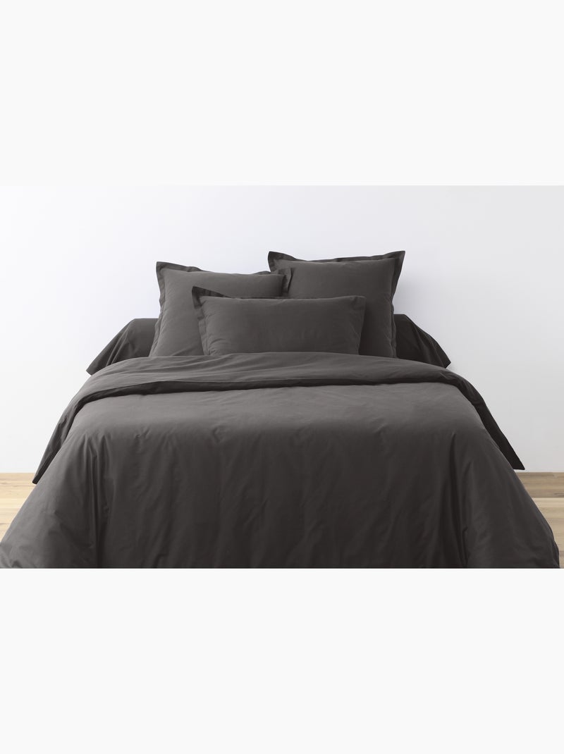 Drap housse coton uni 90 x 190 cm Passion anthracite Anthracite/Blanc - Kiabi