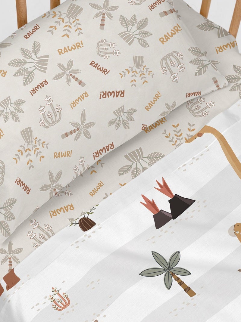 Drap-housse Dino family "Happyfriday" Blanc - Kiabi