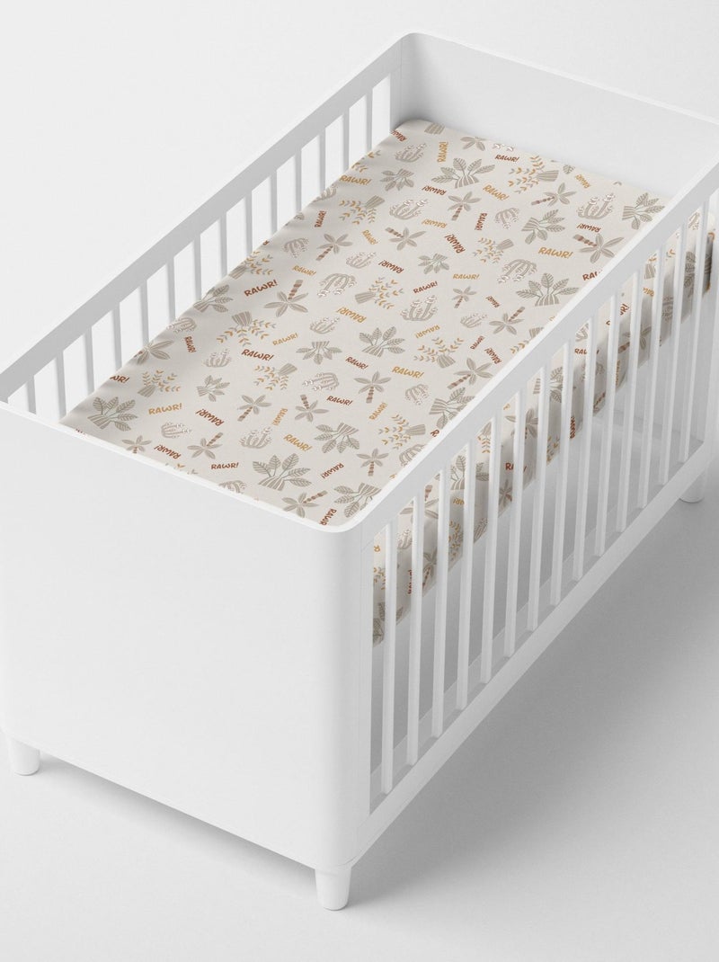 Drap-housse Dino family "Happyfriday" Blanc - Kiabi