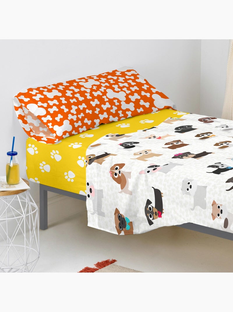 Drap-housse Dogs "Happyfriday" Blanc - Kiabi