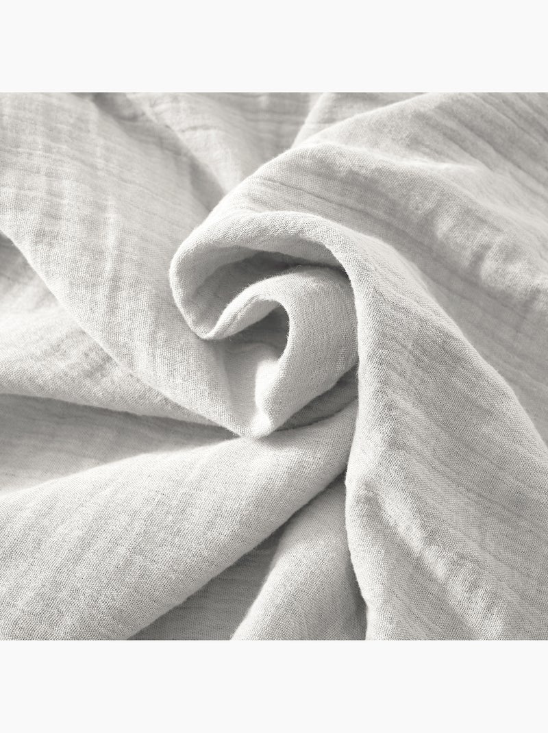 Drap-housse – Double Gaze de Coton 125 g/m² – Bonnet 30 cm - Gaïa Gris nuage - Kiabi