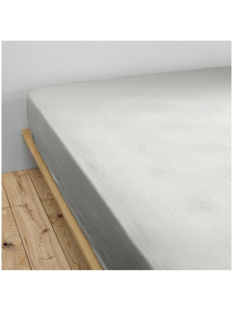 Drap-housse – Double Gaze de Coton 125 g/m² – Bonnet 30 cm - Gaïa Gris - Kiabi