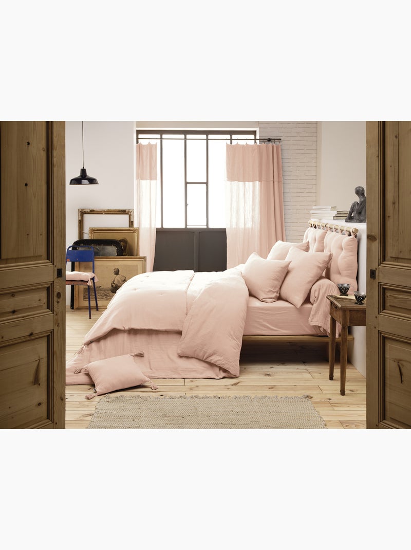 Drap-housse – double gaze de coton 125 g/m² – bonnet 30 cm - gaïa Rose poudré - Kiabi