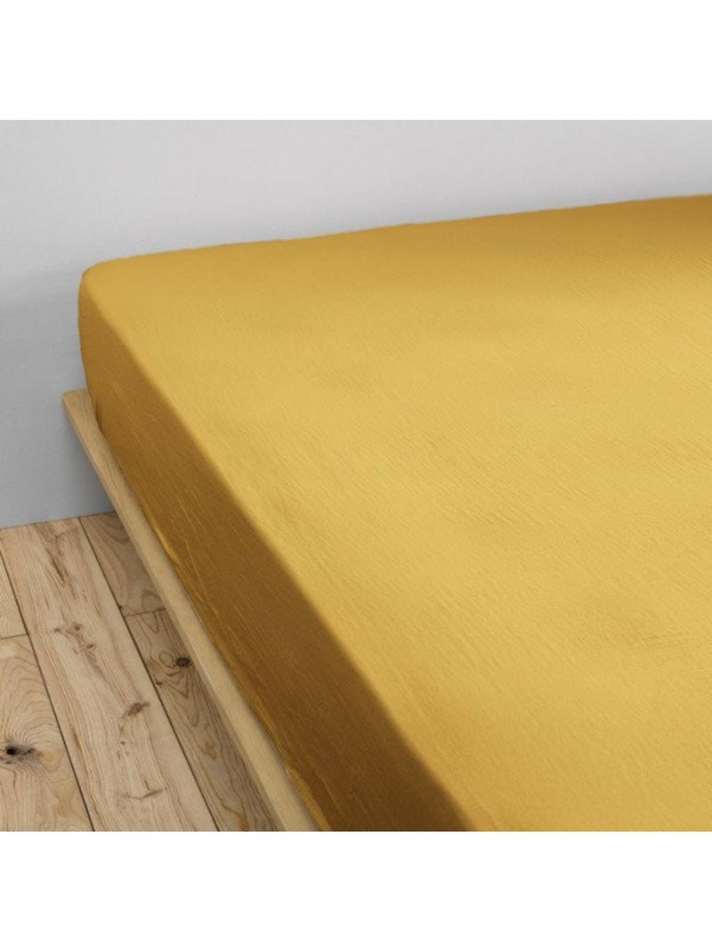 Drap-housse – double gaze de coton 125 g/m² – bonnet 30 cm - gaïa Safran - Kiabi