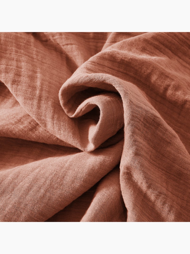 Drap-housse – Double Gaze de Coton 125 g/m² – Bonnet 30 cm - Gaïa Terracotta - Kiabi