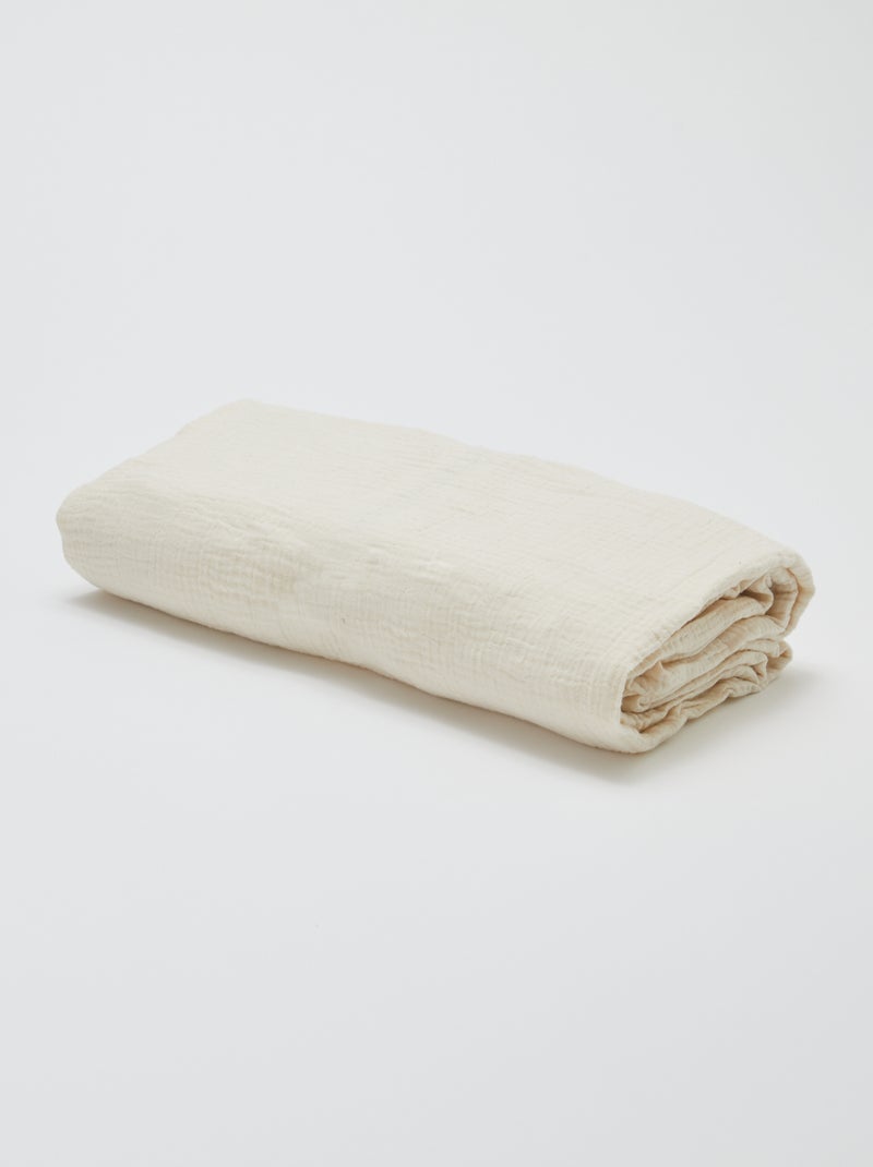 Drap housse double gaze de coton 90 x 190 cm - Kiabi Home Beige - Kiabi
