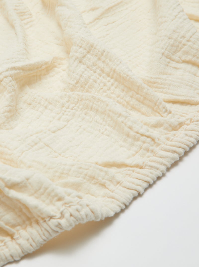 Drap housse double gaze de coton 90 x 190 cm - Kiabi Home Beige - Kiabi