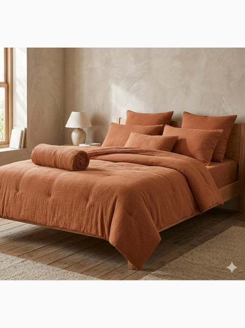 Drap Housse Double Gaze de Coton GAÏA - Kiabi