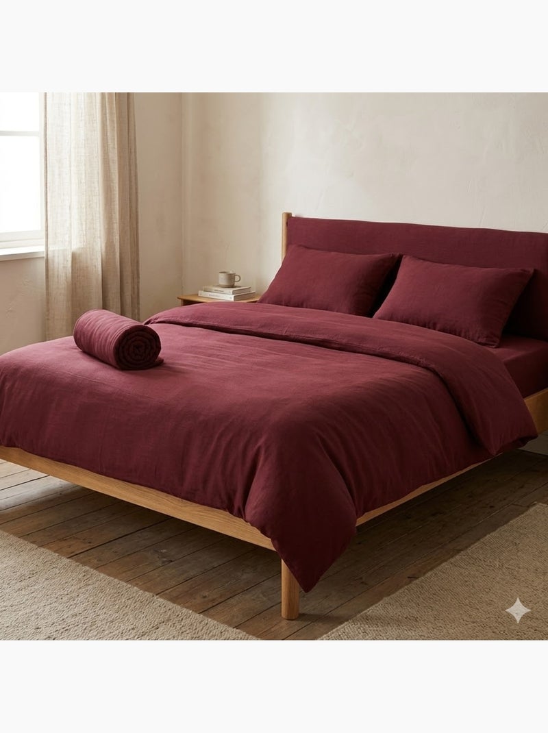 Drap Housse Double Gaze de Coton GAÏA Bordeaux - Kiabi
