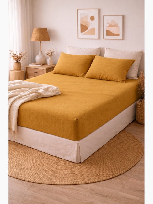 Drap Housse Double Gaze de Coton GAÏA - Kiabi