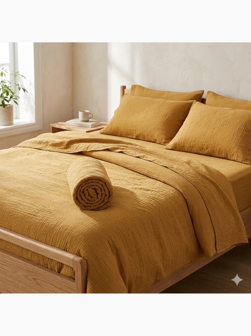 Drap Housse Double Gaze de Coton GAÏA - Kiabi