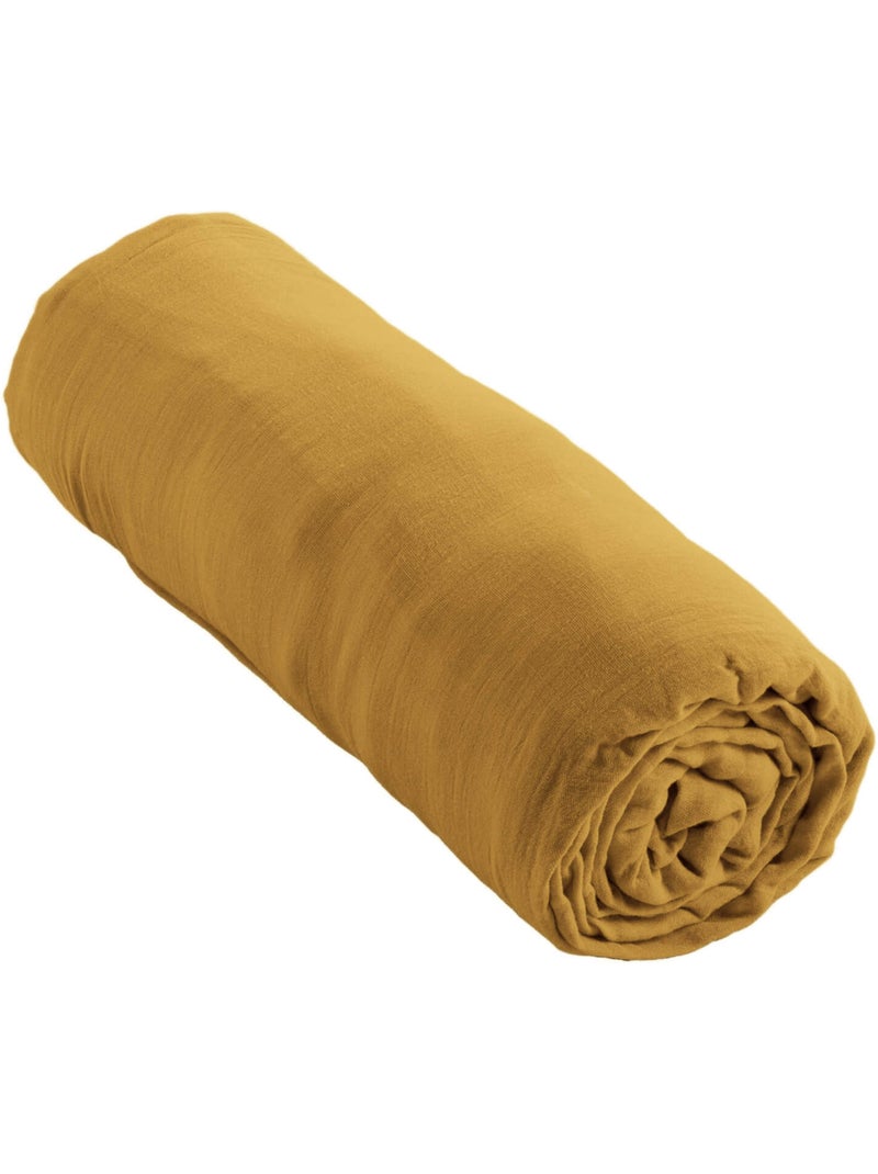 Drap housse double gaze de coton Jaune - Kiabi