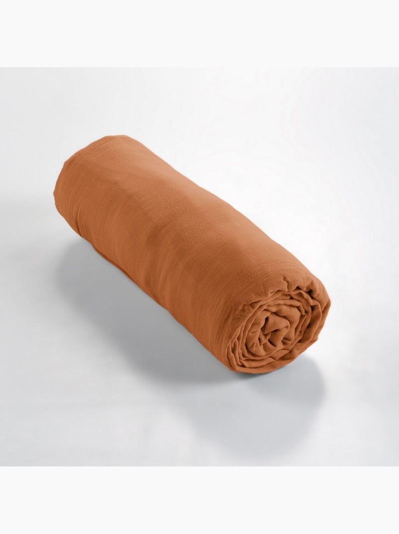 Drap housse double gaze de coton Orange - Kiabi