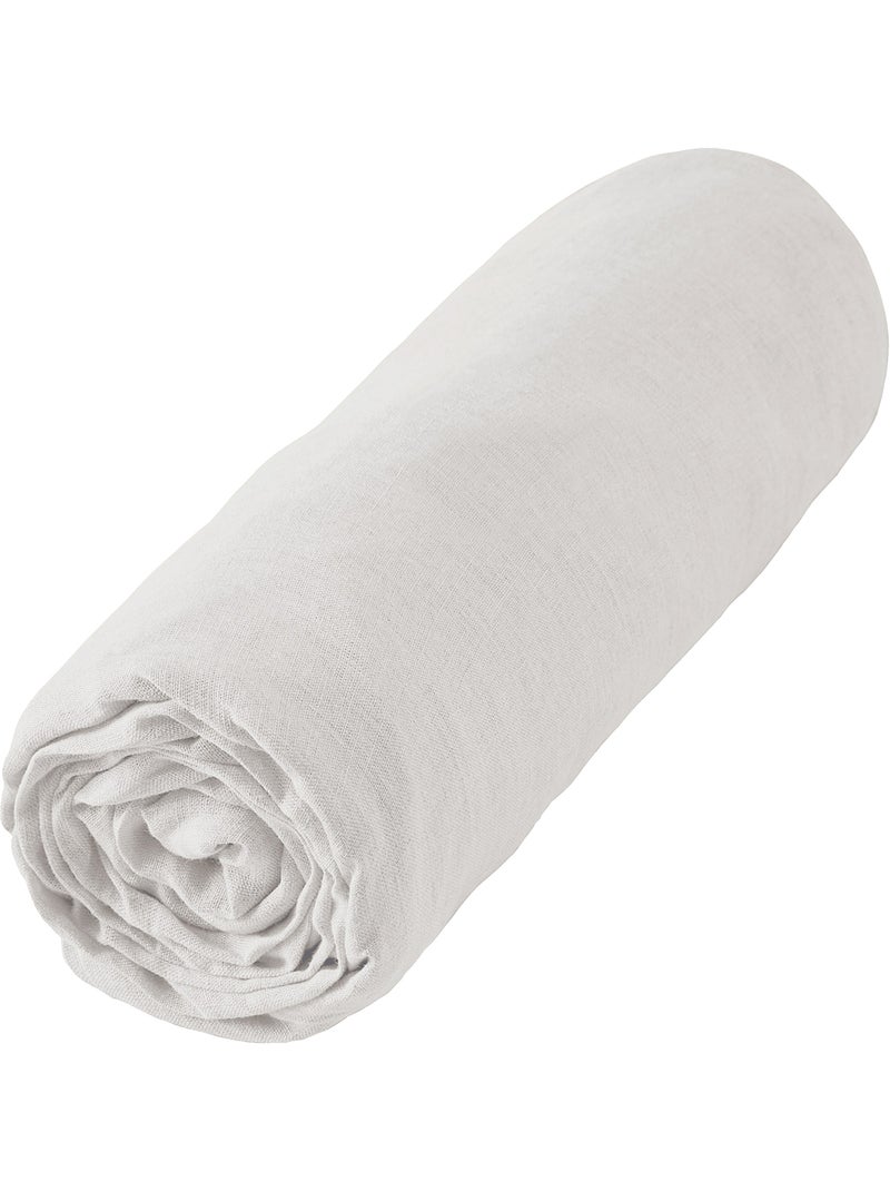 Drap housse en 100% Lin Français Blanc - Kiabi