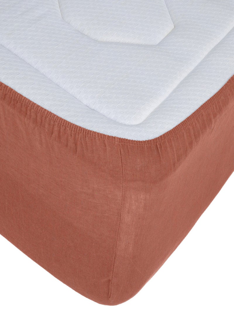 Drap housse en 100% lin Orange - Kiabi