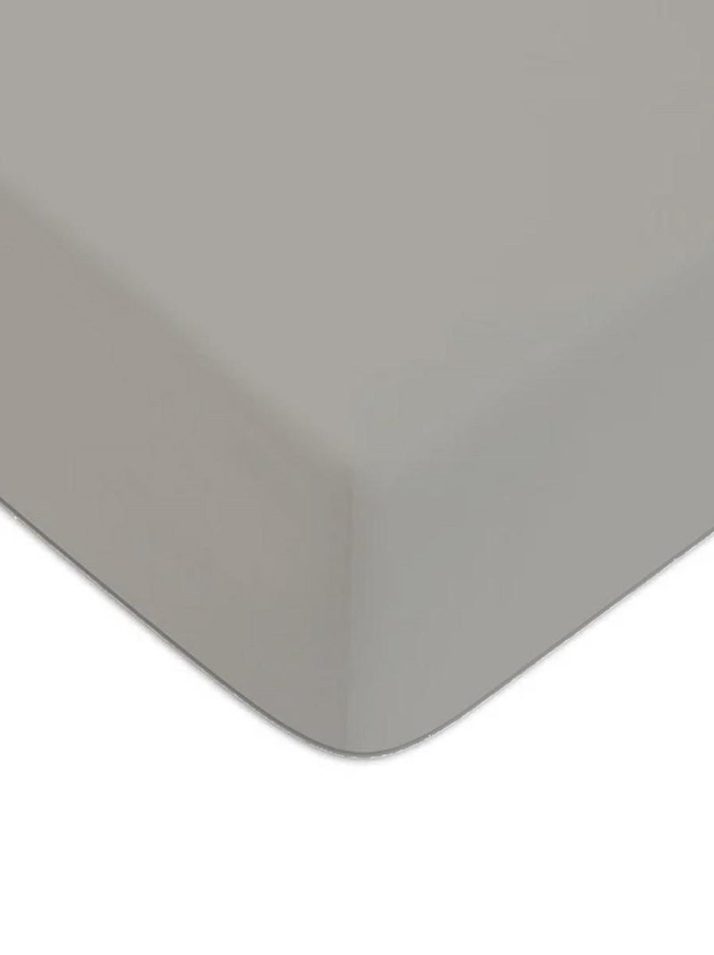 Drap housse en coton 57 fils uni gris perle 90x190cm Gris - Kiabi