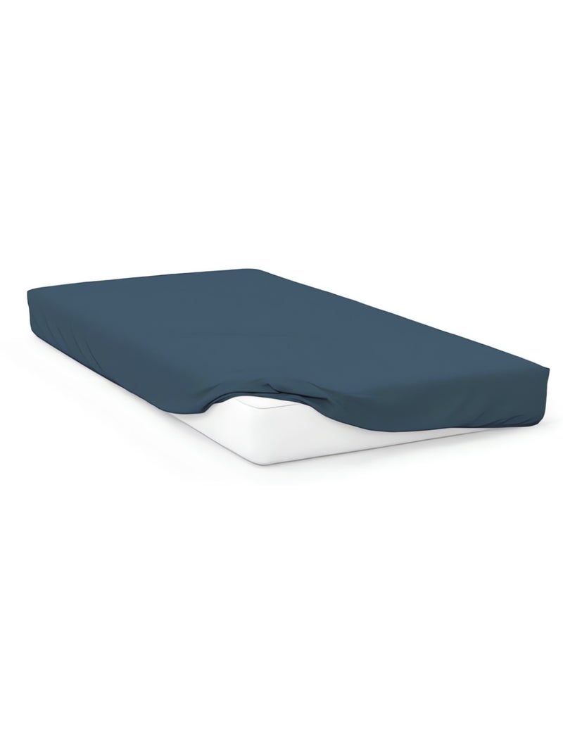 Drap housse en coton 57 fils UNI, par Soleil d'ocre Bleu - Kiabi