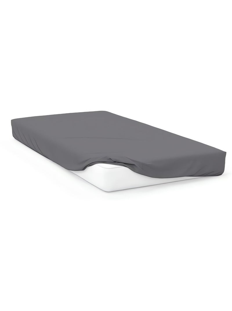 Drap housse en coton 57 fils UNI, par Soleil d'ocre Gris - Kiabi