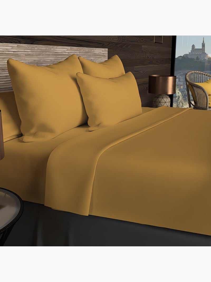 Drap housse en coton 57 fils UNI, par Soleil d'ocre Jaune - Kiabi