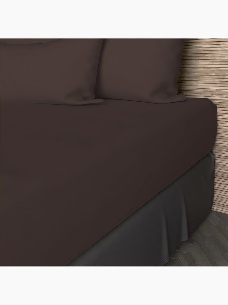 Drap housse en coton 57 fils UNI, par Soleil d'ocre Marron - Kiabi