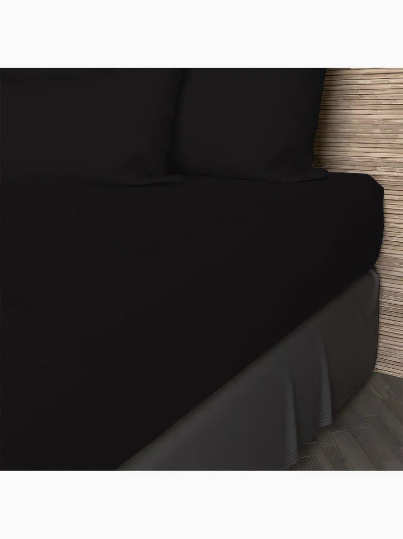 Drap housse en coton 57 fils UNI, par Soleil d'ocre Noir - Kiabi