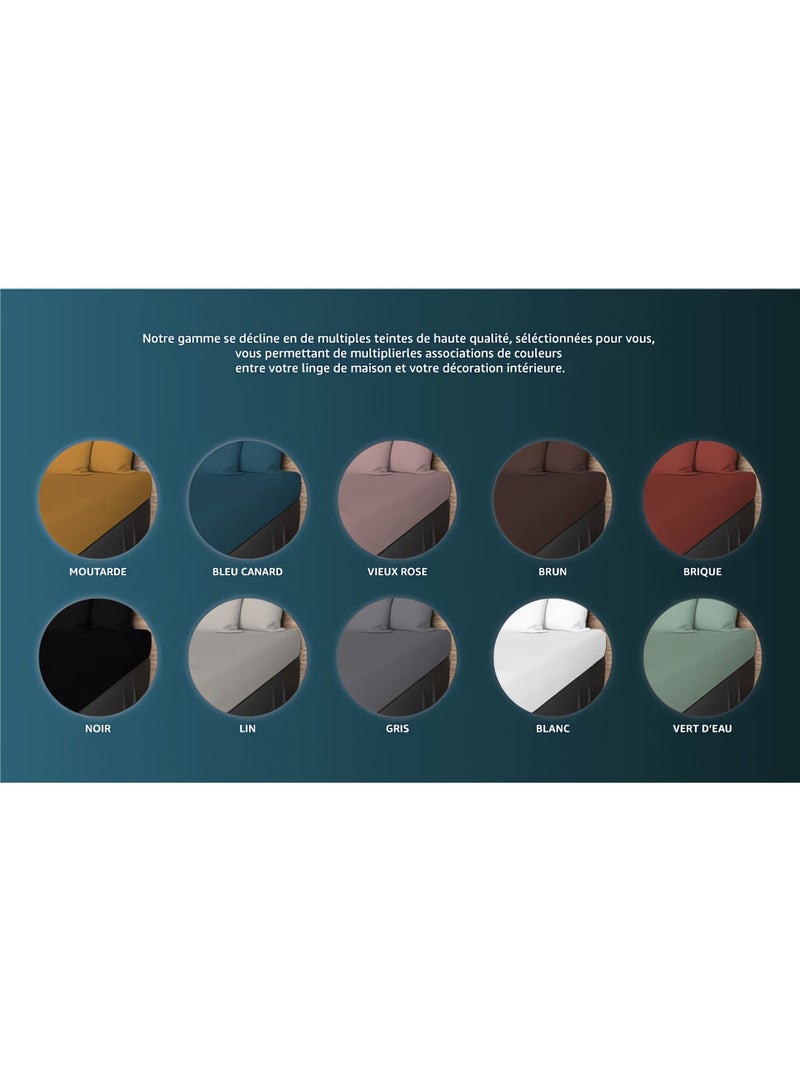 Drap housse en coton 57 fils UNI, par Soleil d'ocre Rose - Kiabi