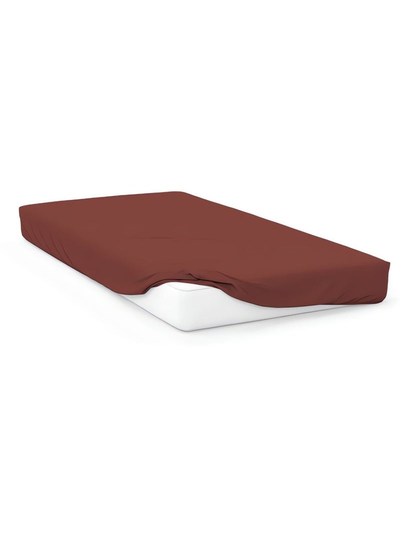 Drap housse en coton 57 fils UNI, par Soleil d'ocre Rouge brique - Kiabi