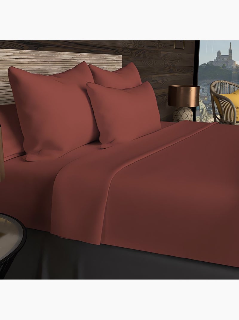 Drap housse en coton 57 fils UNI, par Soleil d'ocre Rouge brique - Kiabi