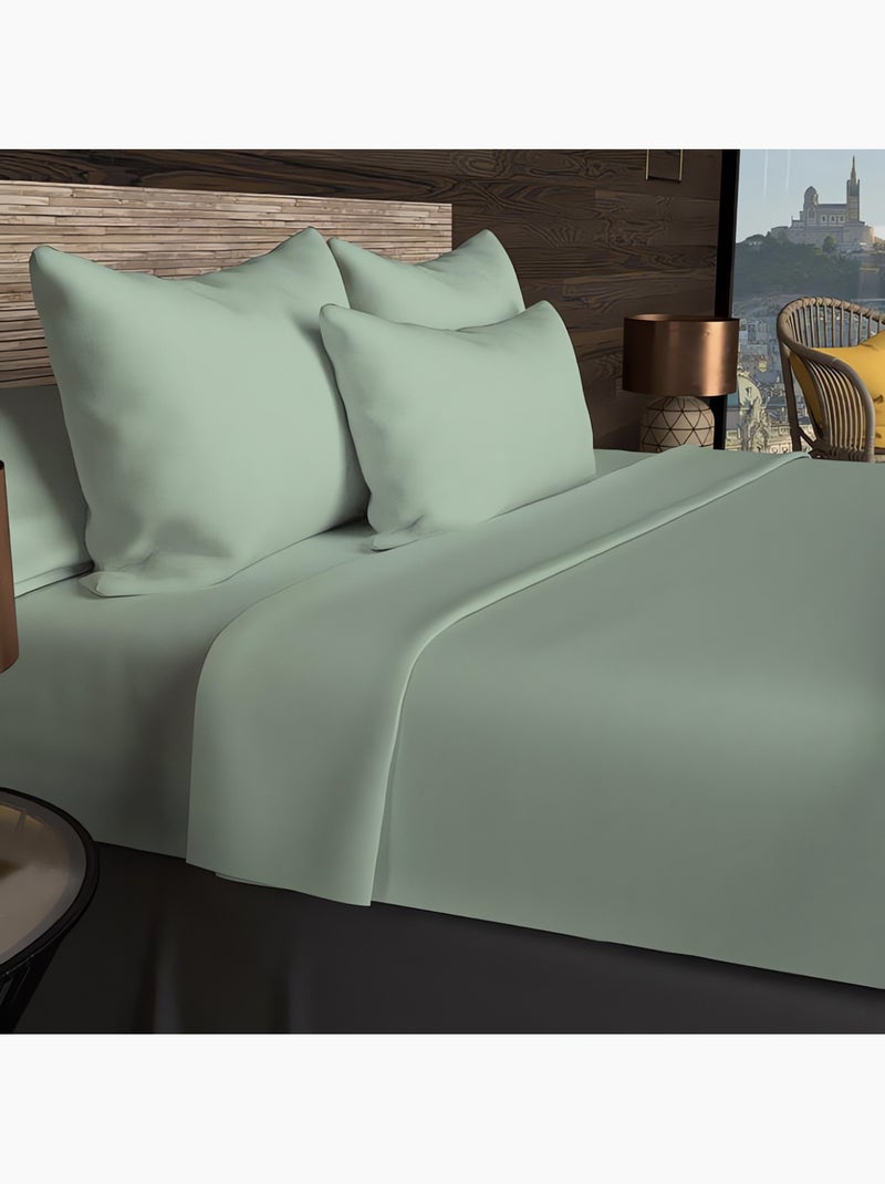 Drap housse en coton 57 fils UNI, par Soleil d'ocre Vert - Kiabi