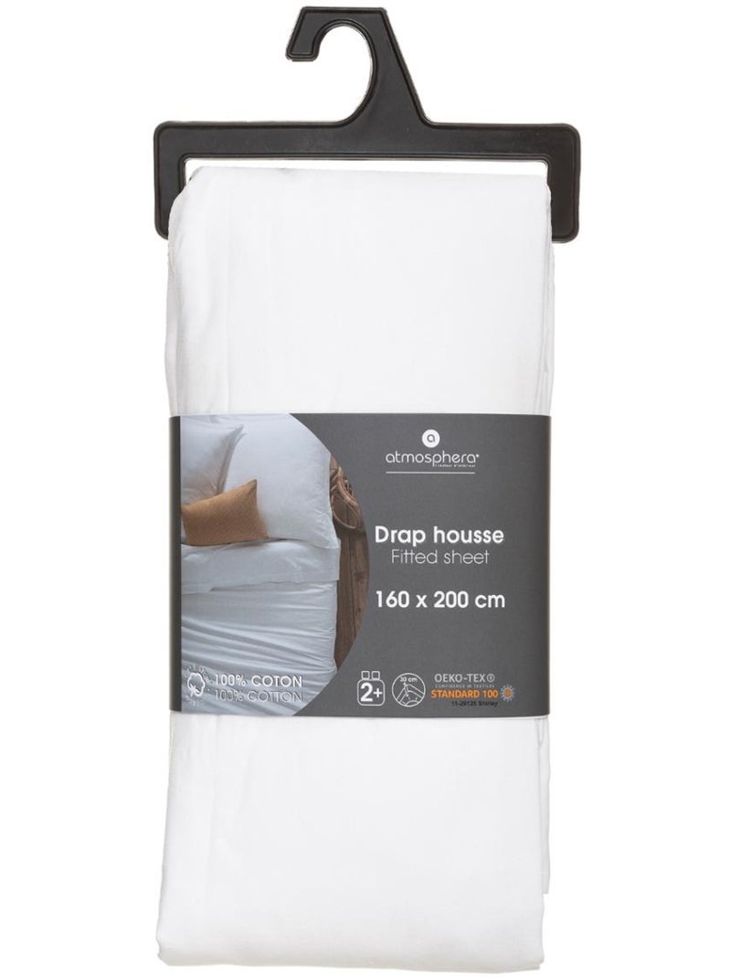 Drap-housse en coton CARINA Blanc - Kiabi