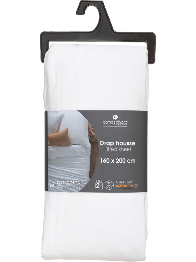 Drap-housse en coton CARINA Blanc - Kiabi