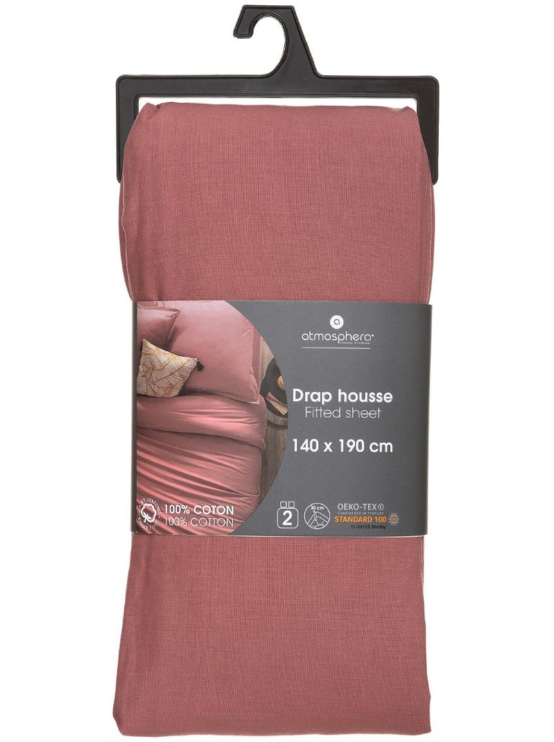 Drap-housse en coton CARINA Blush - Kiabi