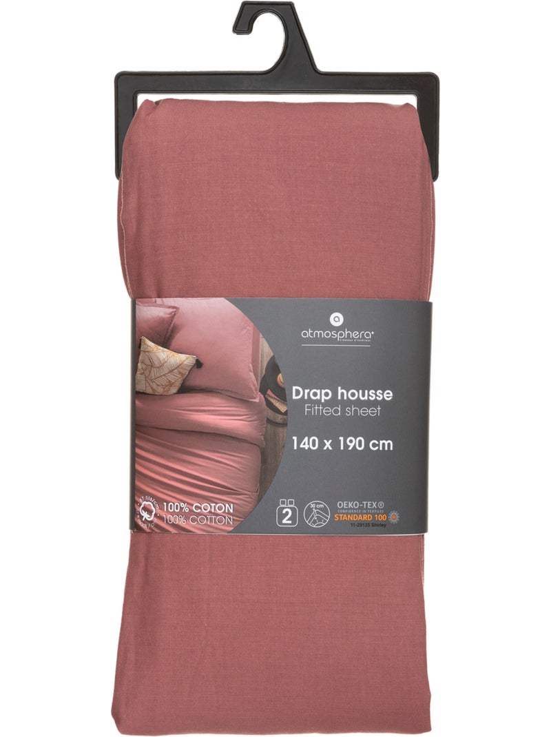 Drap-housse en coton CARINA Blush - Kiabi
