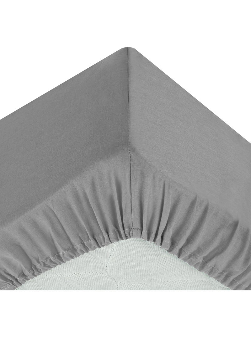 Drap-housse en coton CARINA Gris souris - Kiabi