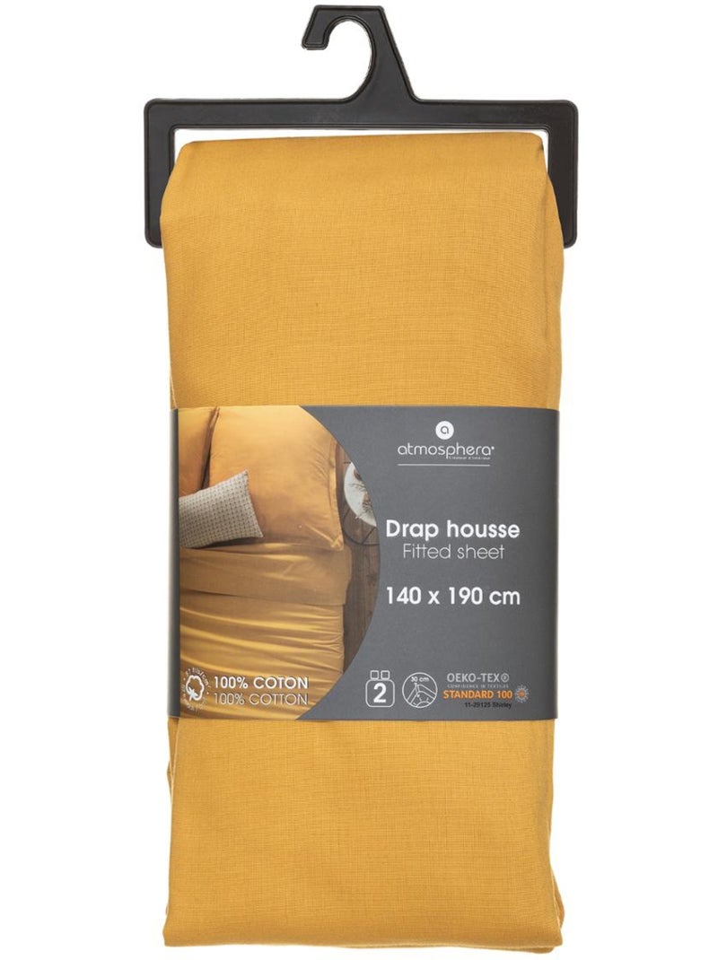 Drap-housse en coton CARINA Ocre - Kiabi