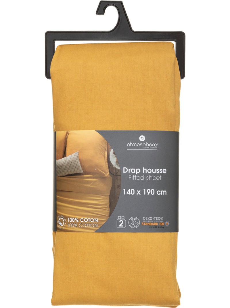 Drap-housse en coton CARINA Ocre - Kiabi