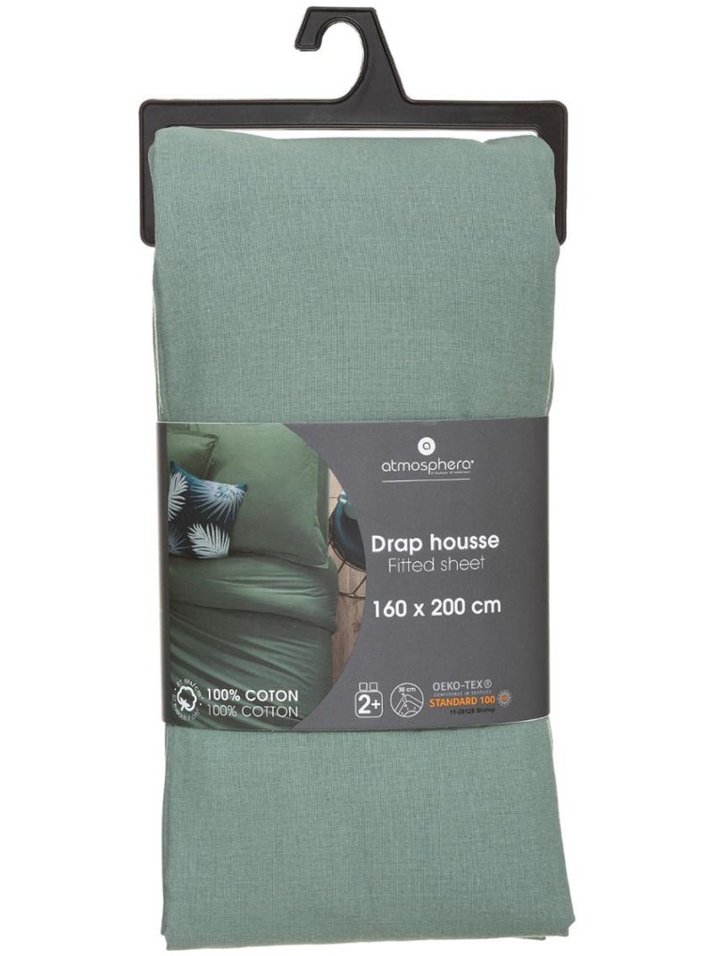Drap-housse en coton CARINA Vert clair - Kiabi