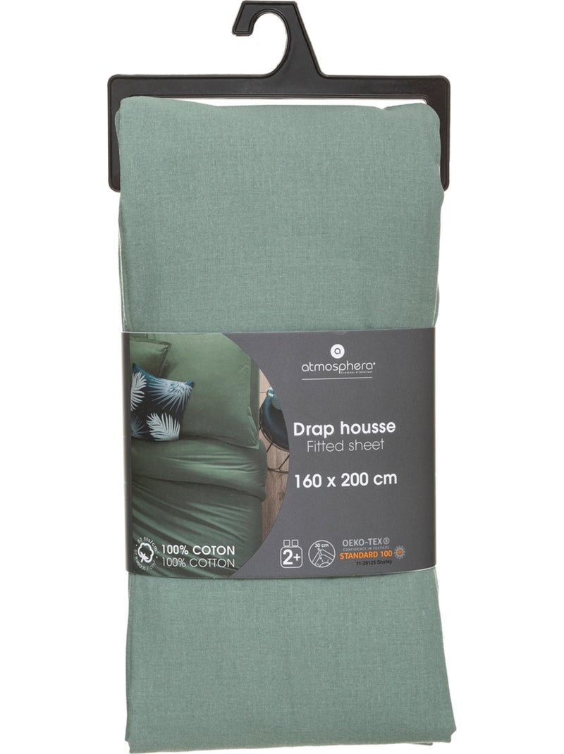 Drap-housse en coton CARINA Vert clair - Kiabi