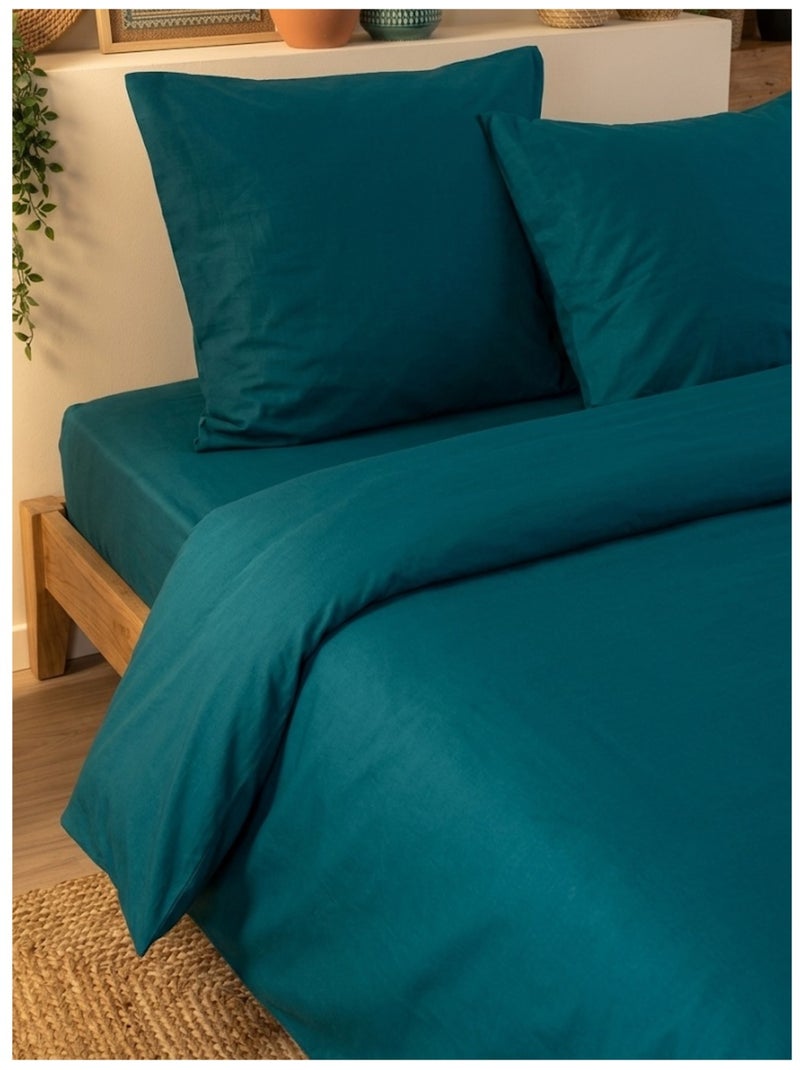 Drap housse en coton Eden Bleu pétrole - Kiabi