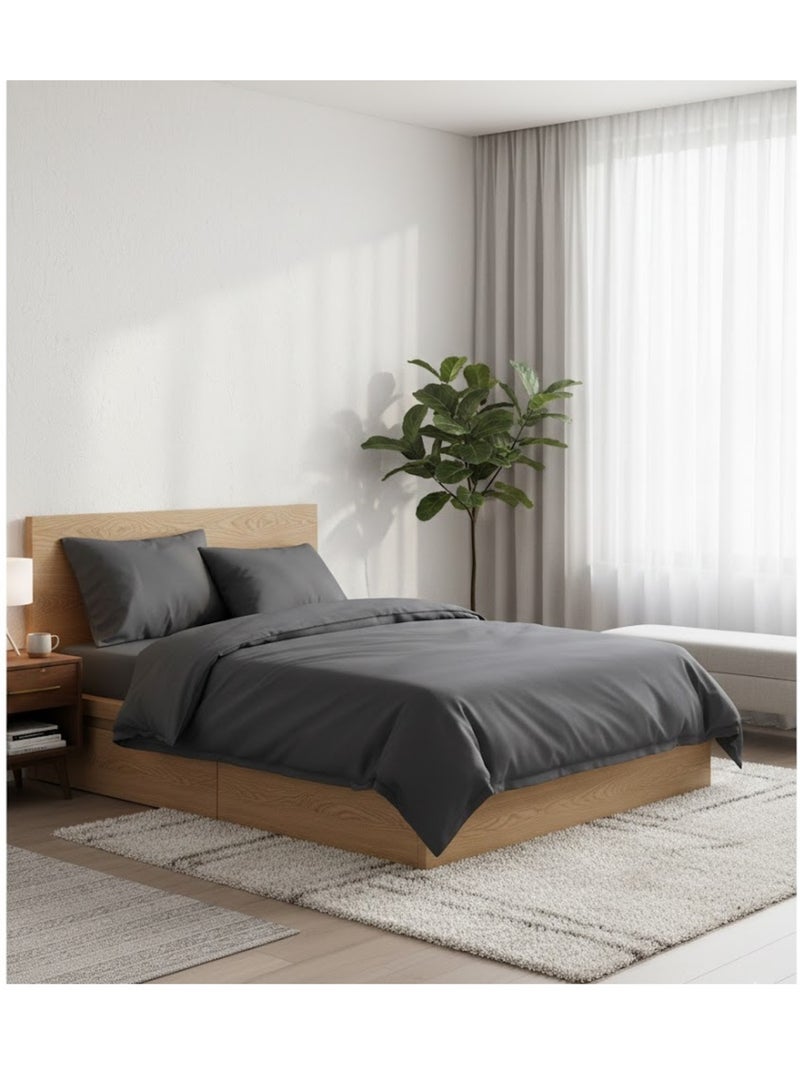 Drap housse en coton Eden gris anthracite - Kiabi