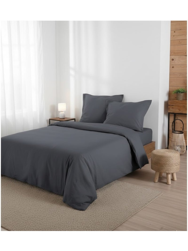 Drap housse en coton Eden gris anthracite - Kiabi