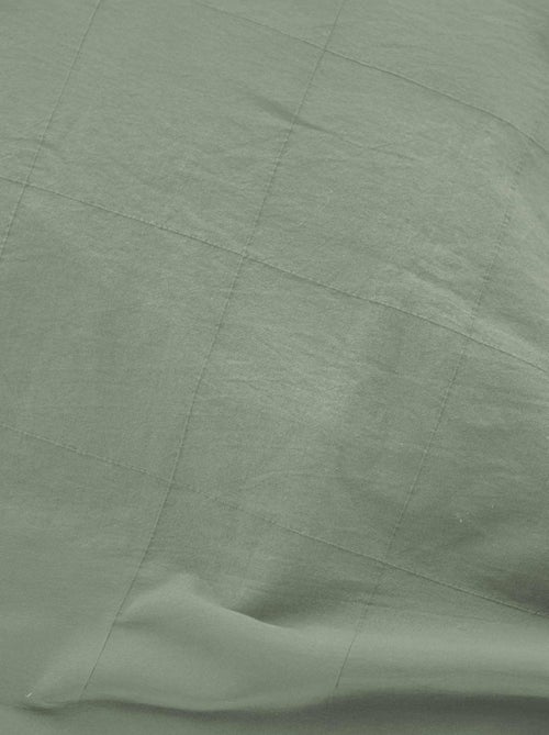 Drap-housse en coton lavé motif carreaux jacquard - Kiabi