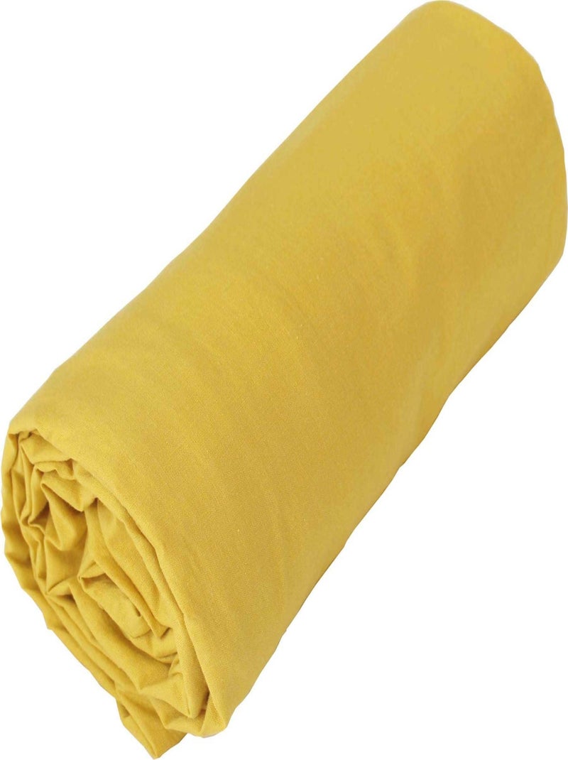 Drap housse en coton Lavé Oekotex Jaune - Kiabi