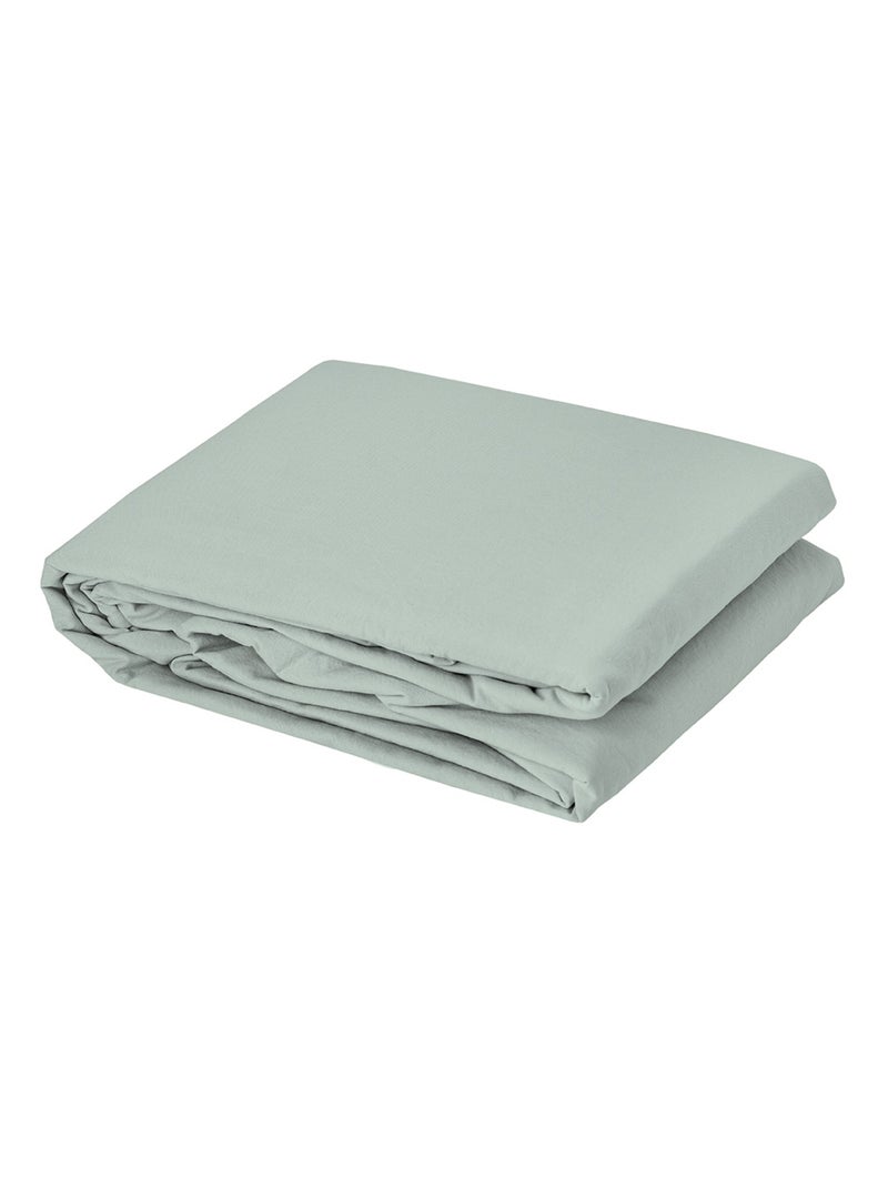 Drap housse en coton Lavé Oekotex Vert tilleul - Kiabi