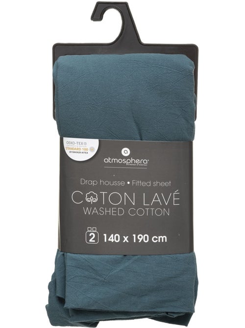 Drap-housse en coton lavé VILMA - Kiabi