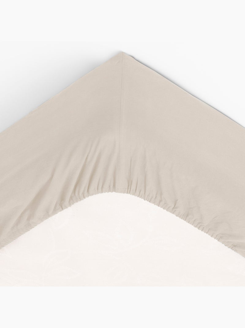 Drap-housse en coton lavé VILMA Ivoire - Kiabi