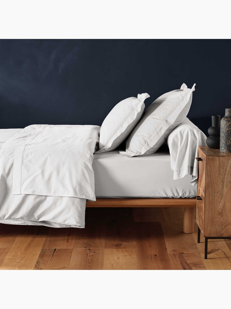 Drap housse en coton Line Blanc - Kiabi