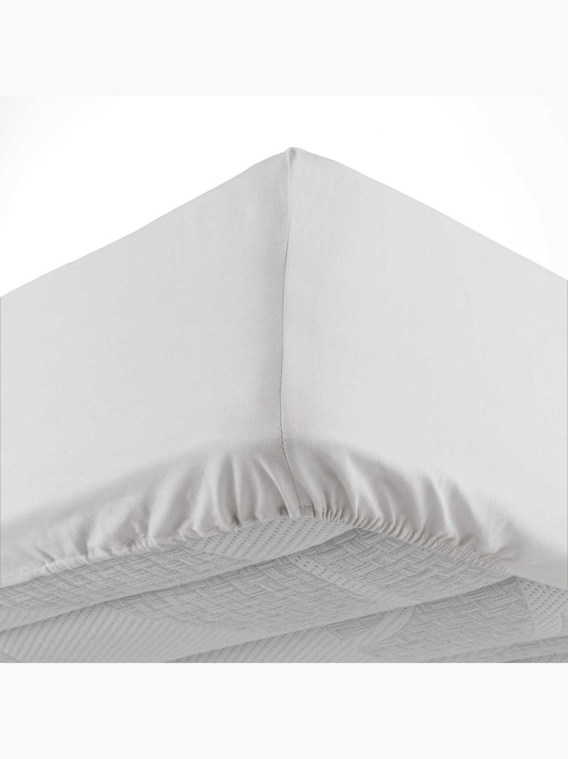 Drap housse en coton Line Blanc - Kiabi